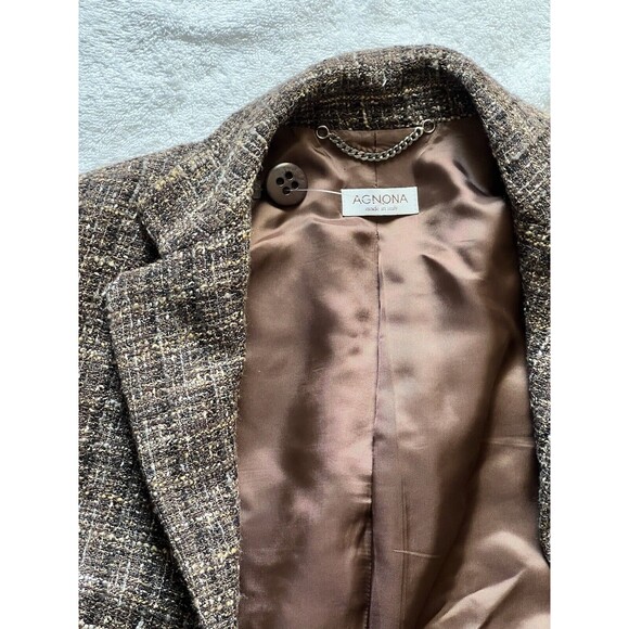 Agnona Womens Tweed Jacket 42 Multi Brown Wool Blend Lined Italy Lined Pockets 6 - Picture 7 of 13